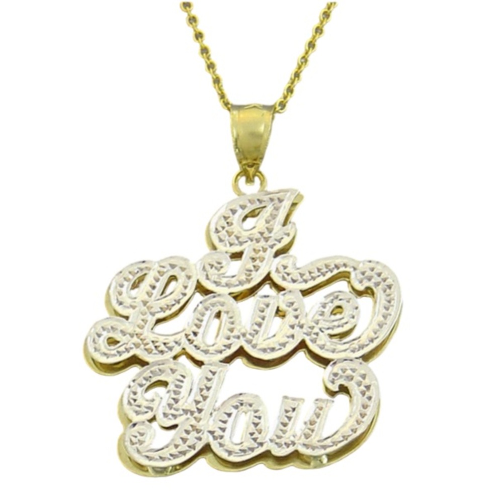 Elegant 14K Gold I Love You Diamond Pendant